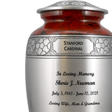 Soccer Red White & Blue Pewter Urn - Pro Diamond Engraving