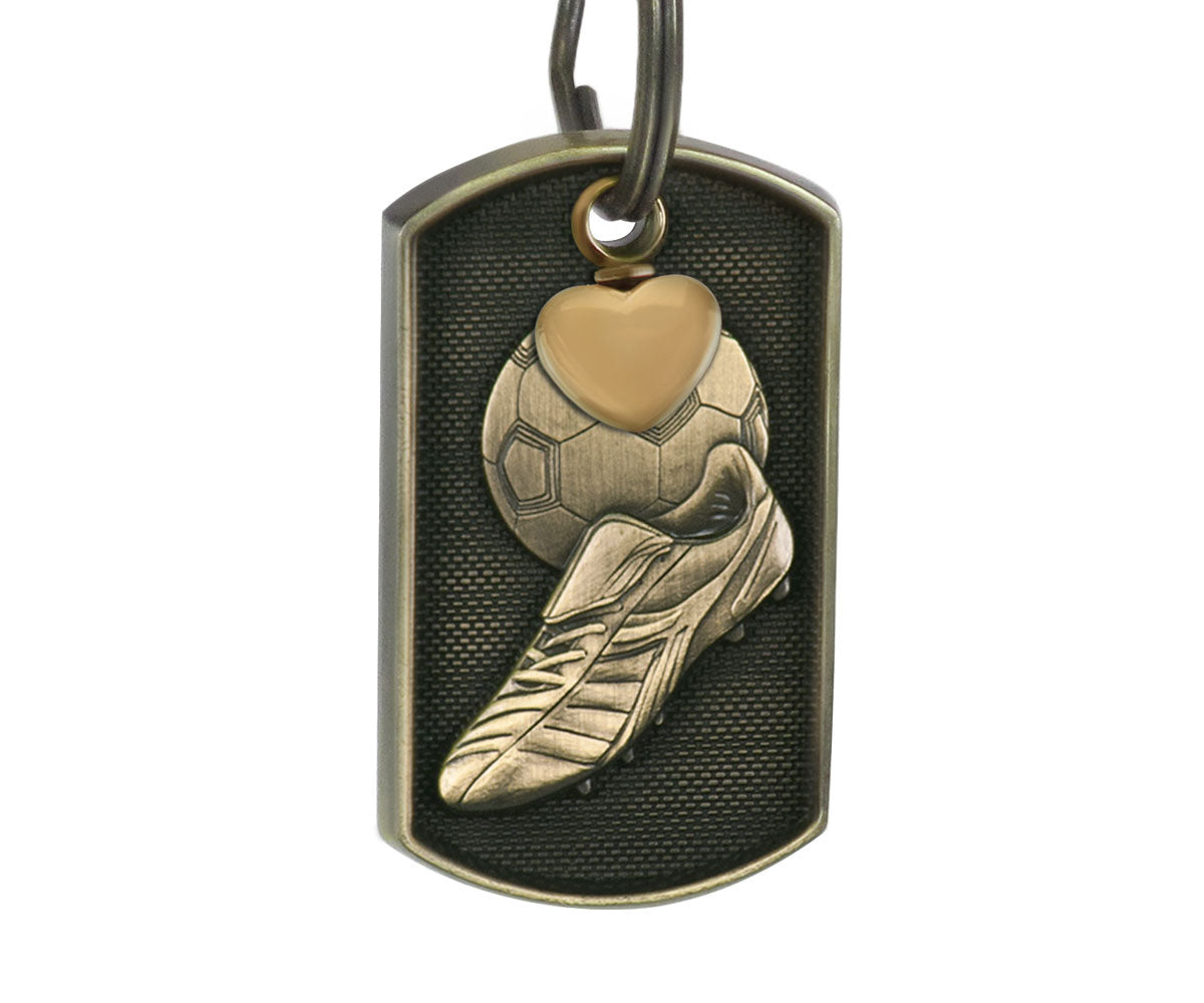 Soccer Dog Tag Heart Key Chain Urn 