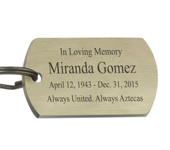 Soccer Dog Tag Heart Key Chain Urn