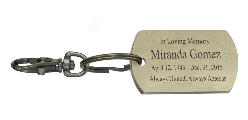 Soccer Dog Tag Heart Key Chain Urn