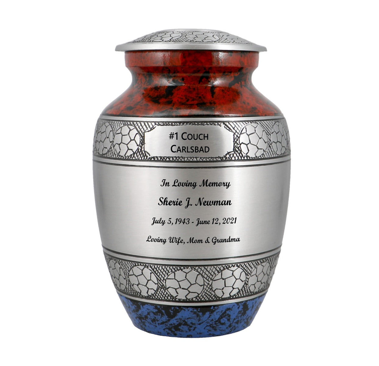 Soccer Red White & Blue Medium Urn