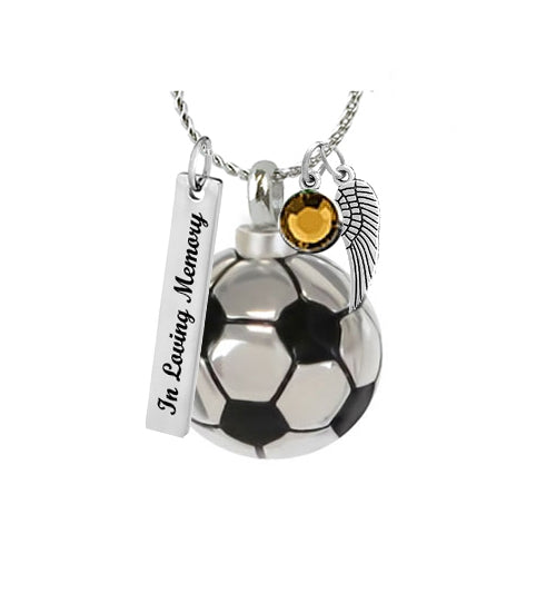 Soccer Ball Pendant Ash Urn - Love Charm Option