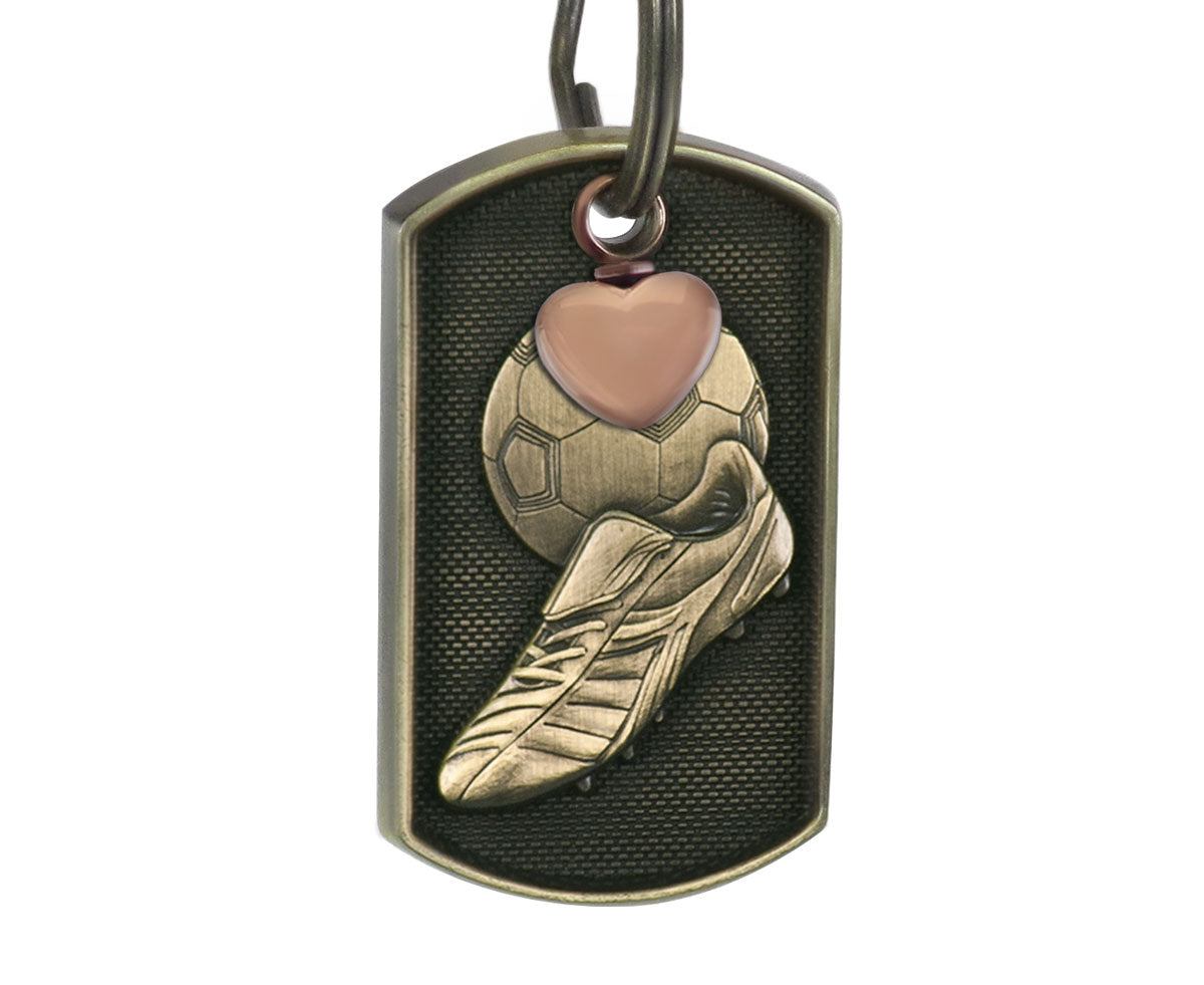 Soccer Dog Tag Heart Key Chain Urn 
