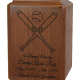 Softball or Baseball Crossed Bat Urn