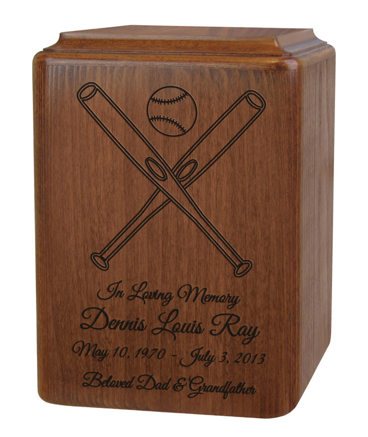 Softball or Baseball Crossed Bat Urn