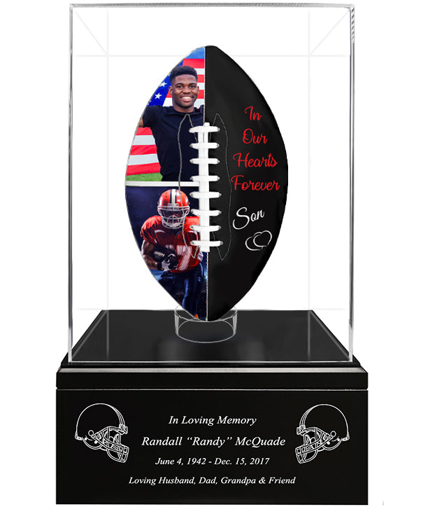 Double Photo Football Cremation Urn