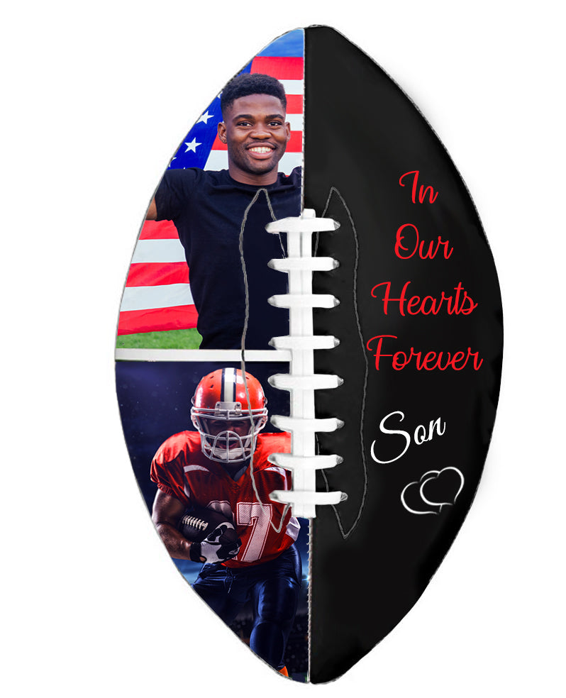Double Photo Football Cremation Urn