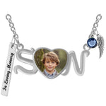Son Heart Photo Jewelry Urn Pendant - Love Charms® Option