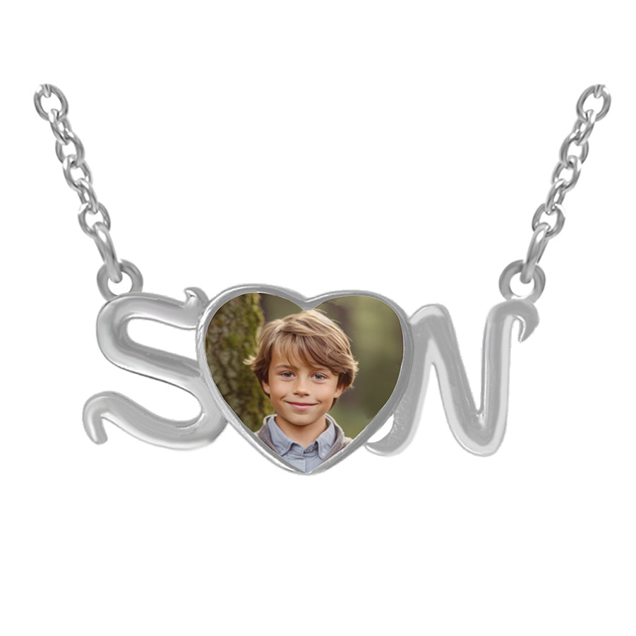 Son Heart Photo Jewelry Urn Pendant - Love Charms® Option