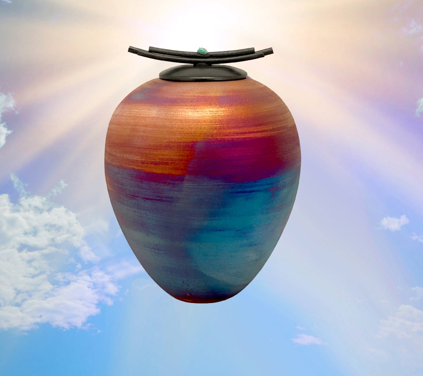 South Western Raku Cremation Adult or Medium Urn - Personalization Option
