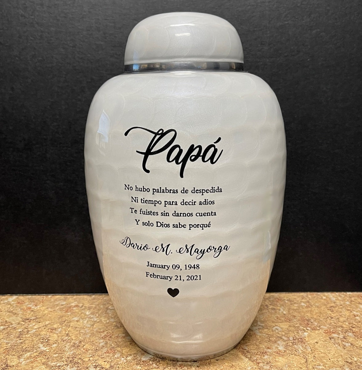 Sudden Passing Dad, Husband, Grandpa & More Cremation Urn - Pro Laser Engraving