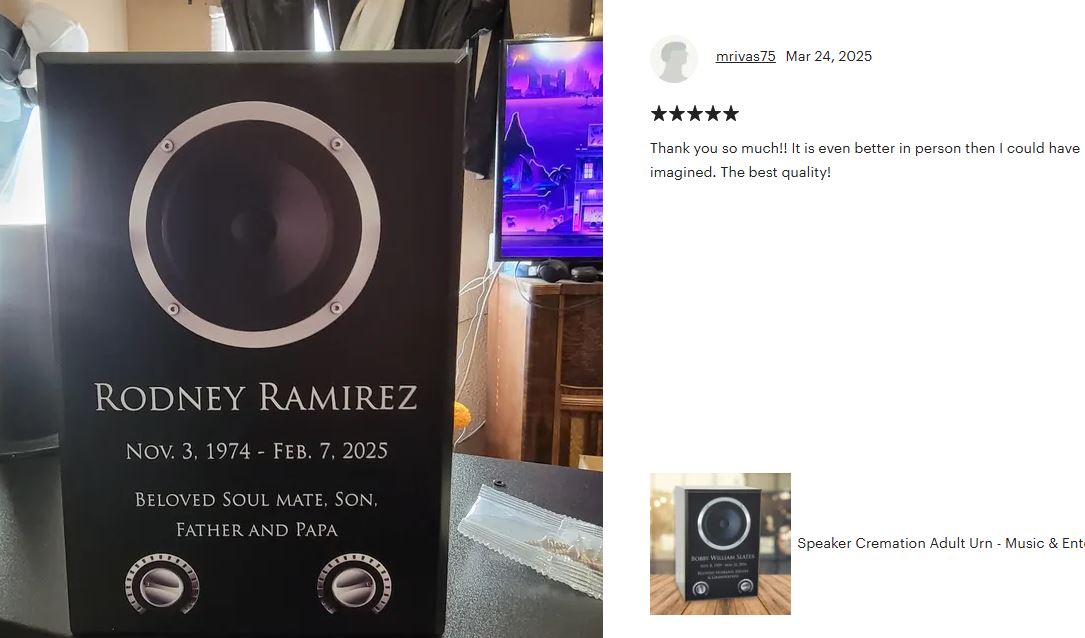 Speaker Cremation Adult Urn - Music & Entertainment Urn - Free Personalization
