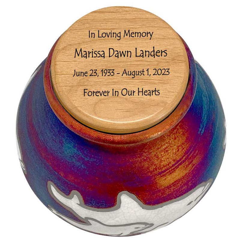 Spirit Dolphins Raku Cremation Adult or Medium Urn - Personalization Option