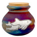 Spirit Dolphins Raku Cremation Adult or Medium Urn - Personalization Option