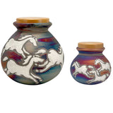 Spirit Horses Raku Adult or Medium/Child Cremation Urn - Photo Personalization Option