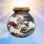 Spirit Horses Raku Adult or Medium/Child Cremation Urn - Photo Personalization Option