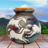Spirit Horses Raku Adult or Medium/Child Cremation Urn - Photo Personalization Option