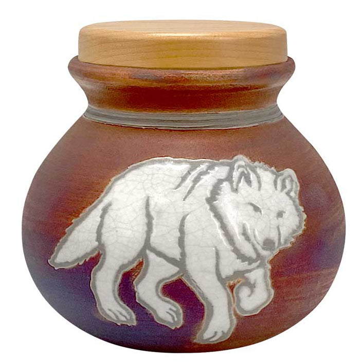Spirit Wolves Raku Cremation Adult or Medium Urn - Personalization Option
