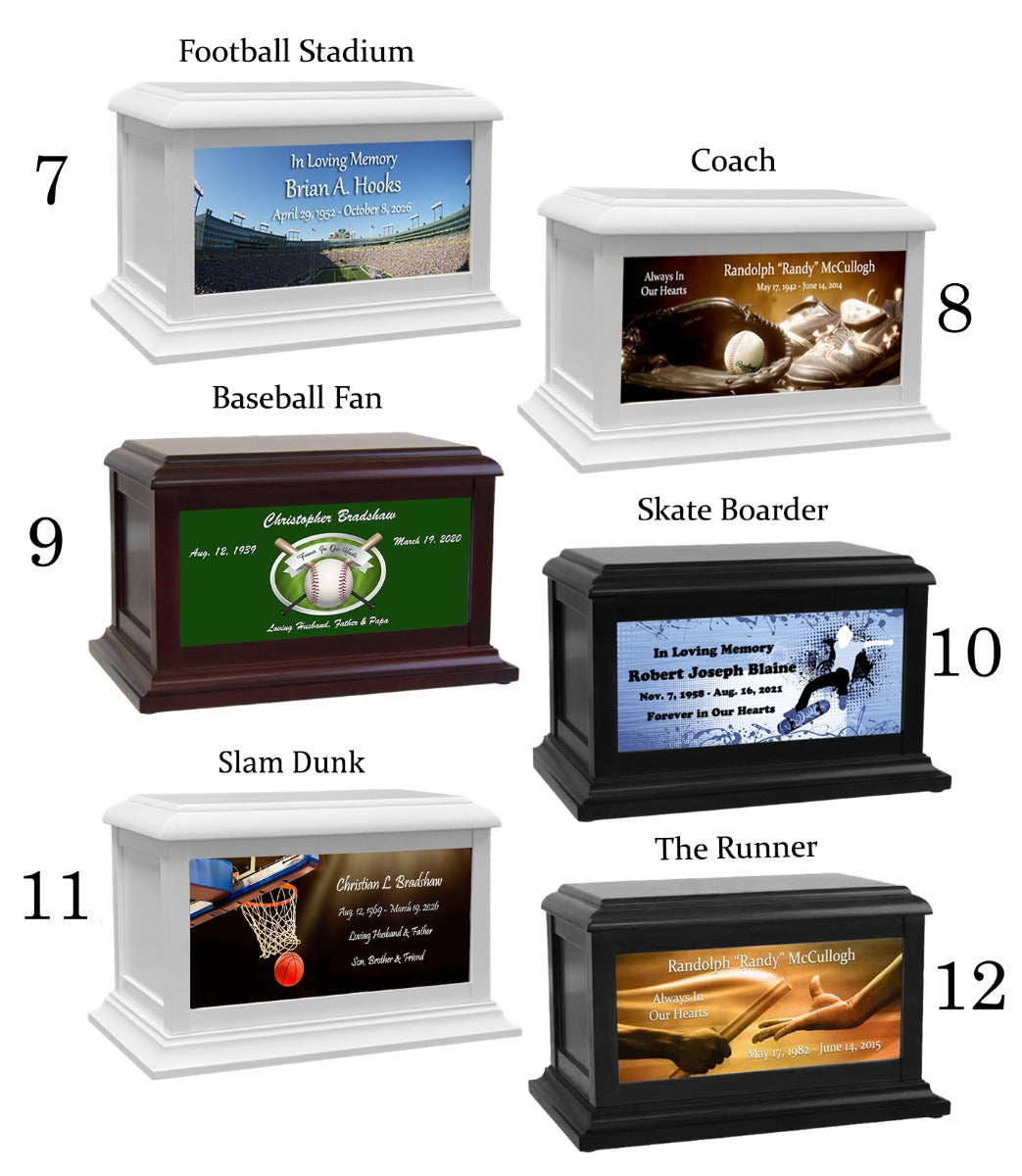 Sports, Golf, Snow, Skate Boarding & Gamer Adult or Medium Wood Keep The Memory® Cremation Urn 