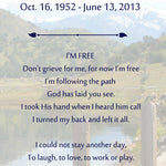 I'm Free Poem Urn