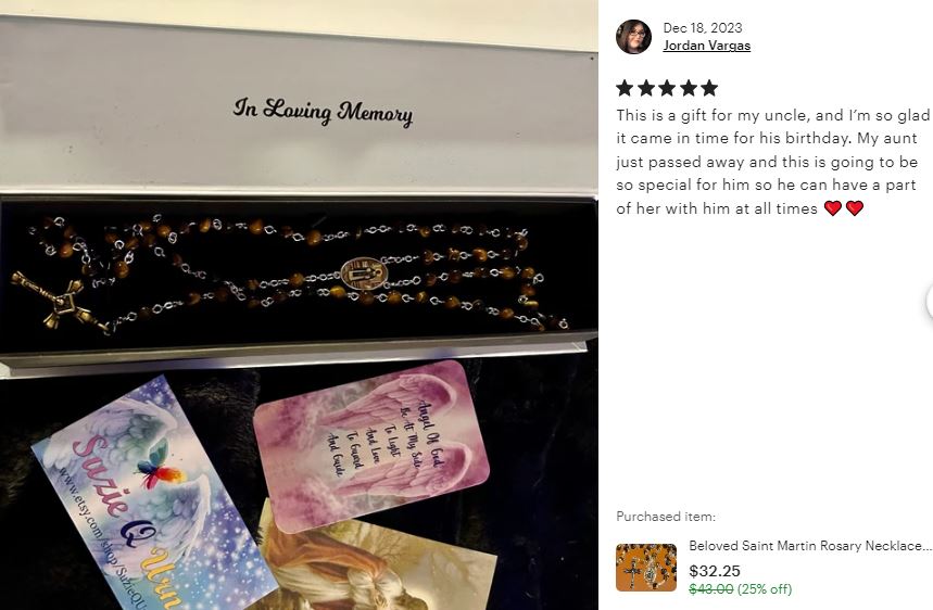 Beloved Saint Martin Rosary Necklace Urn