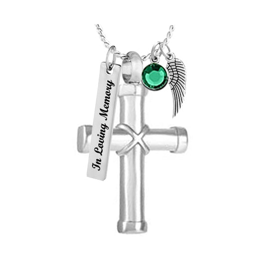 Faithful Cross Cremation Jewelry Urn - Love Charms Option