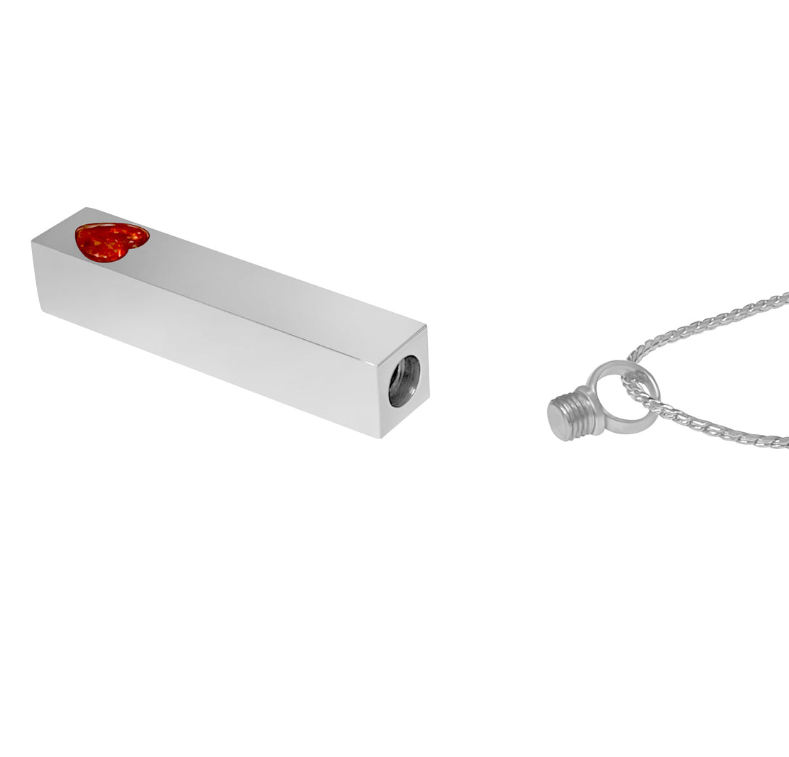 Red Heart Bar Cremation Jewelry Urn - Love Charms® Option