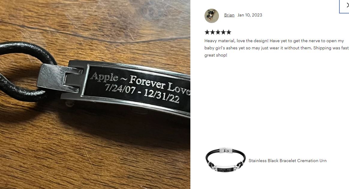 Stainless Black Bracelet Urn
