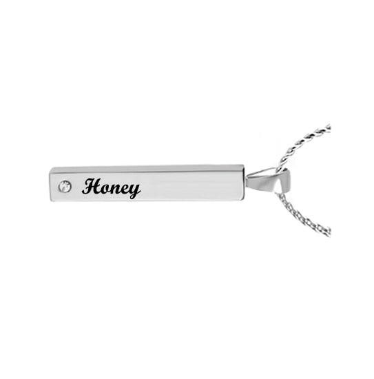 Stainless Crystal Bar Pendant Ash Urn - Love Charms™ Option