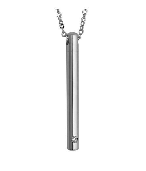 Stainless Slender Cylinder Cremation Jewelry Urn - Love Charms Option