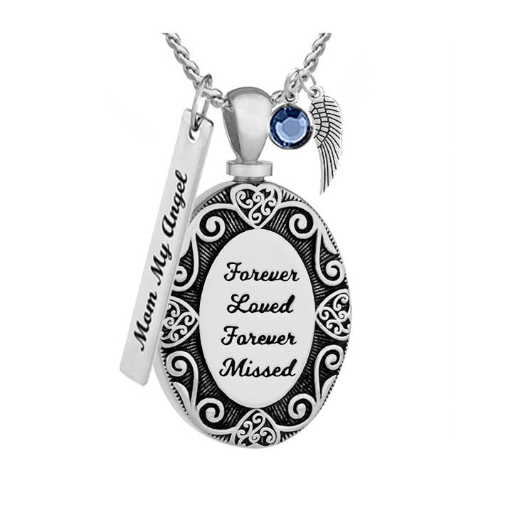 Forever Loved Forever Missed Stainless Pendant Urn - Love Charms™ Option