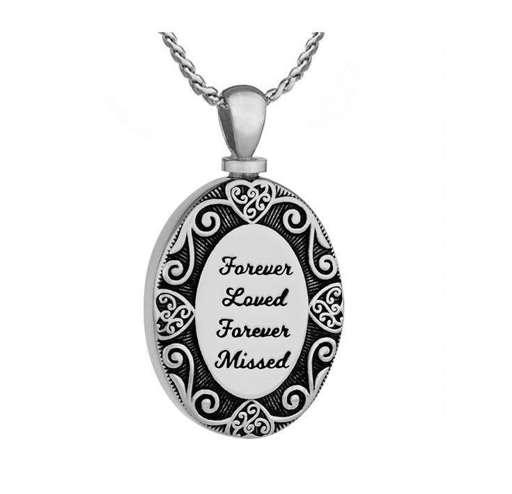 Forever Loved Forever Missed Stainless Pendant Urn - Love Charms™ Option