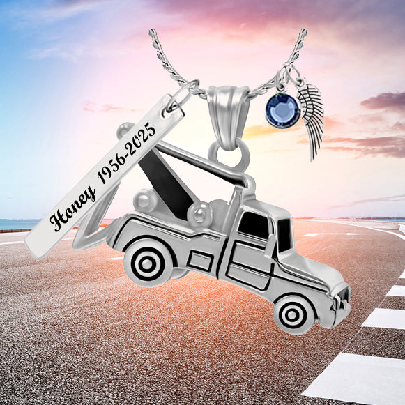 Tow Truck Cremation Jewelry Urn - Love Charms® Option