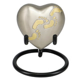 Footprints Brass Heart Keepsake Urn - Stand Option