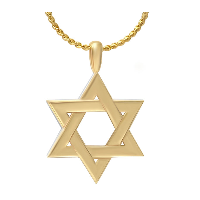 Jewish Star of David White & Yellow 14KT Gold Cremation Jewelry Urn - SHIPS NOW