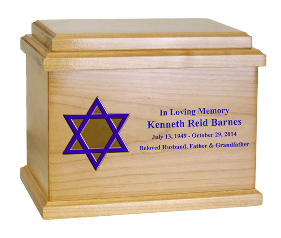 Star Of David Bronze Urn For Ashes Engraved