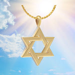 Jewish Star of David White & Yellow 14KT Gold Cremation Jewelry Urn - SHIPS NOW
