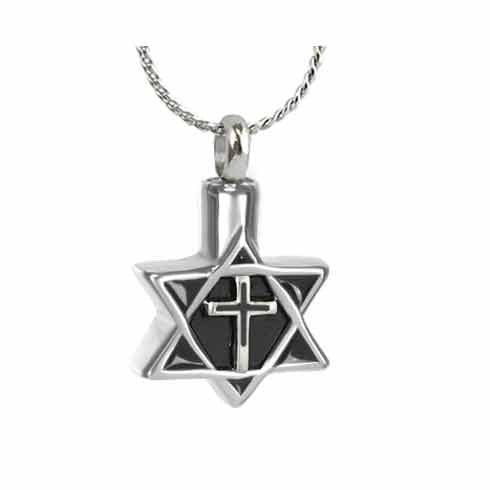 Star of David Cross Pendant Urn - Love Charms Option