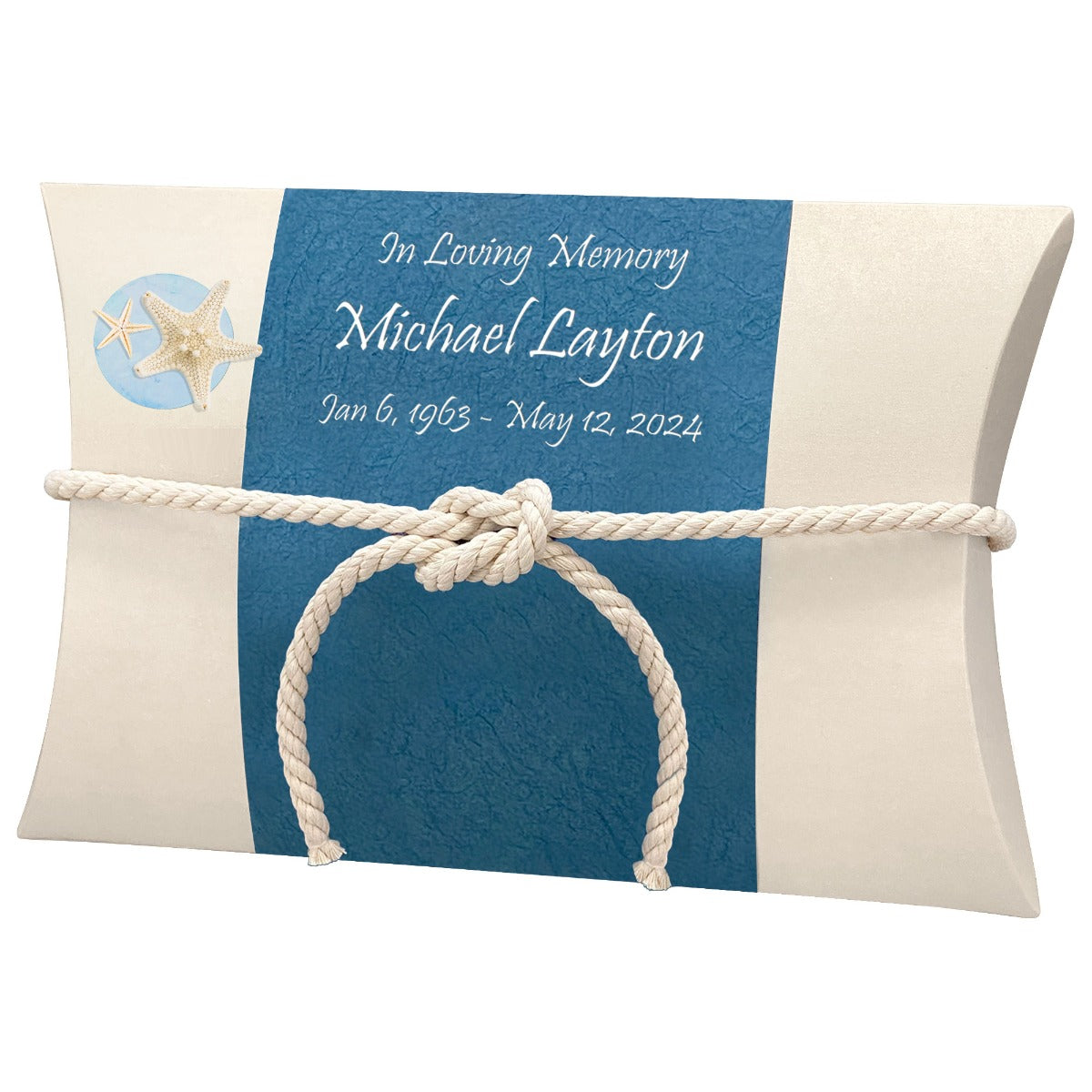 Sea Shell Starfish Fisherman Peaceful Pillow® Water Burial Cremation Urn - Biodegradable Burial At Sea Urn