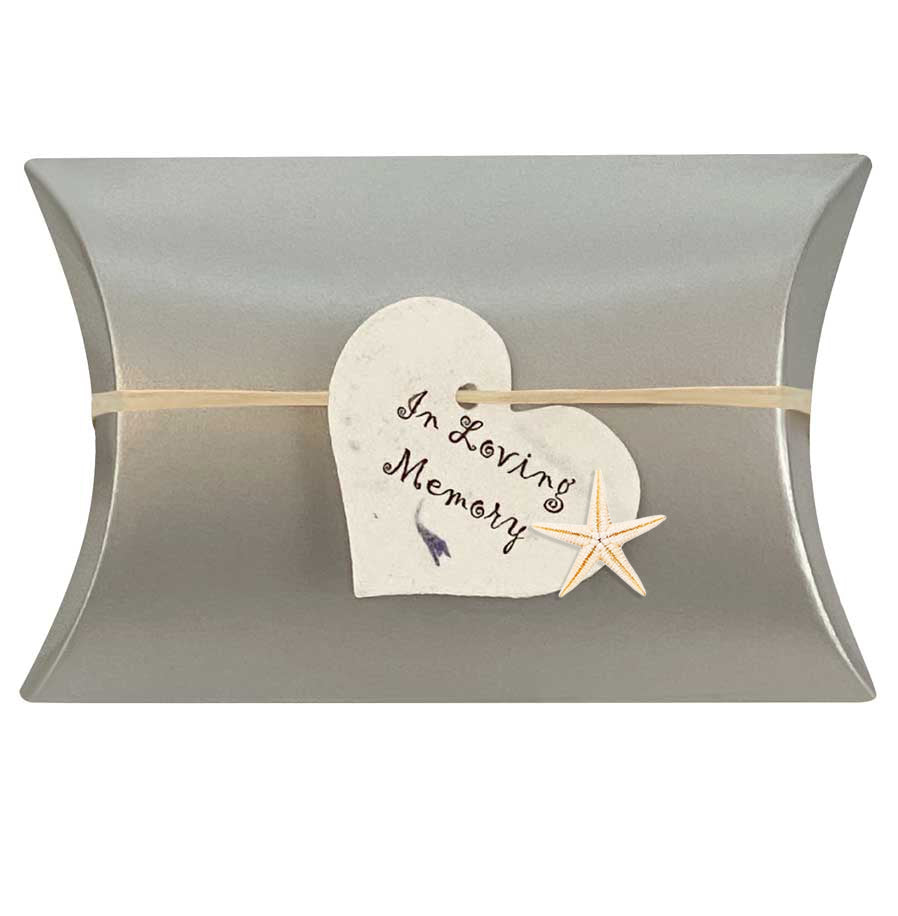 Starfish Silver Light Miniature Peaceful Pillow® Urn - In Loving Memory - Set of 2