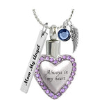 Always Violet Heart Stainless Ash Urn - Love Charms™ Option