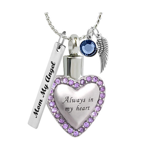 Always Violet Heart Stainless Ash Urn - Love Charms™ Option