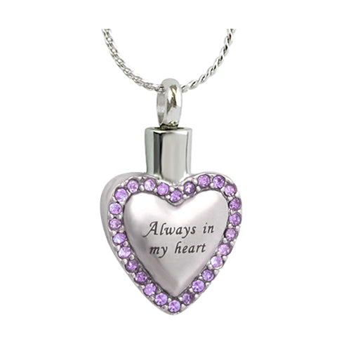 Always Violet Heart Stainless Ash Urn - Love Charms™ Option