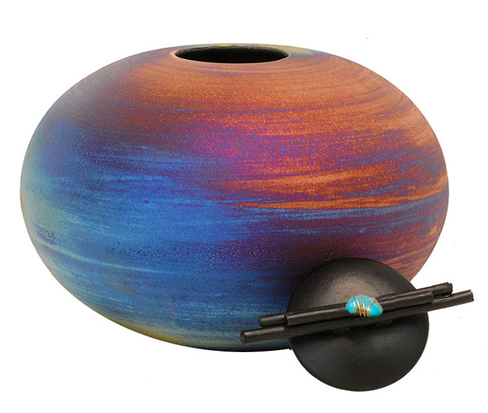 Raku Sticks & Stones Raku Cremation Adult or Medium Urn - Personalization Option