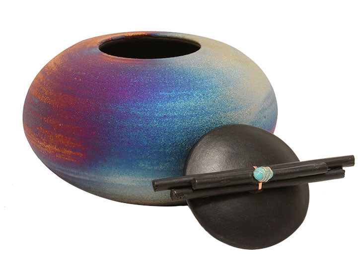 Raku Sticks & Stones Ceramic Urn for Youth 