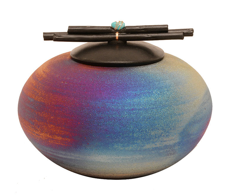 Raku Sticks & Stones Ceramic Urn for Youth 