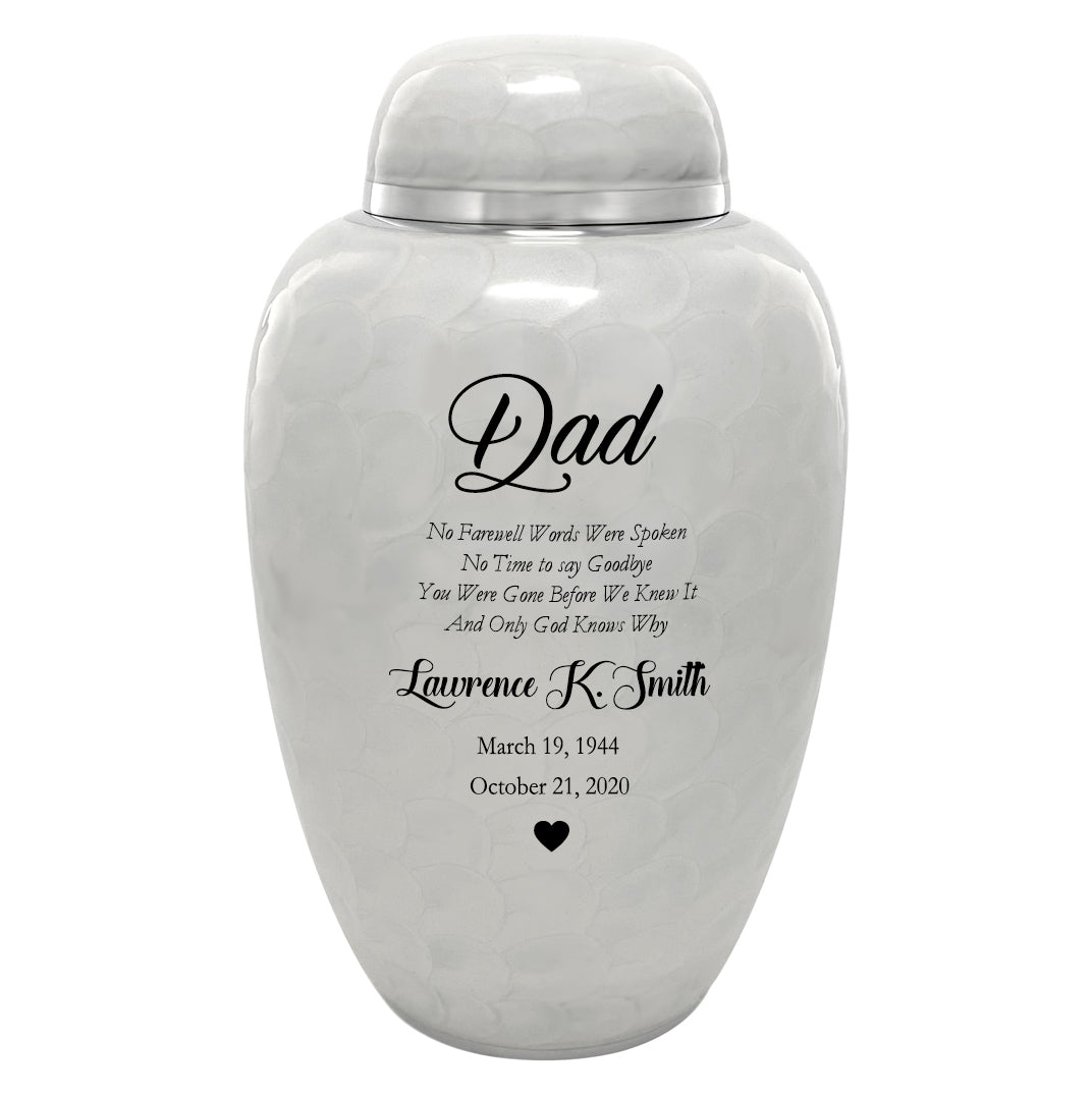 Sudden Passing Dad, Husband, Grandpa & More Cremation Urn - Pro Laser Engraving