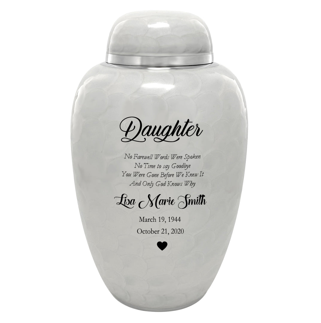 Sudden Passing Mom, Wife, Grandma & More Cremation Urn - Pro Laser Engraving