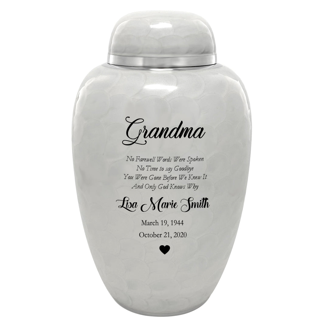 Sudden Passing Mom, Wife, Grandma & More Cremation Urn - Pro Laser Engraving