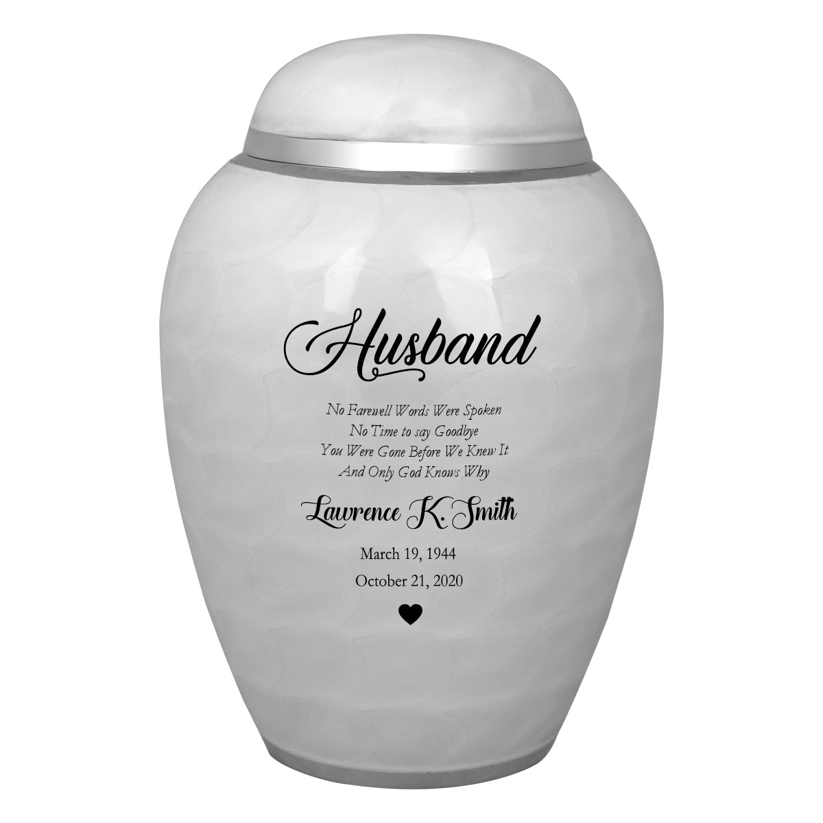 Medium Sudden Passing Dad, Husband, Grandpa & More Cremation Urn - Pro Laser Engraving